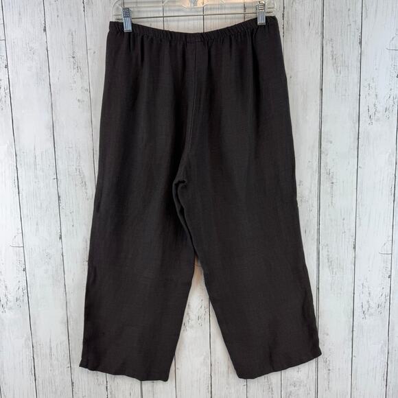 Eileen Fisher Brown Linen Stretch Knit Pull On Straight Ankle Pant Size Small - Picture 5 of 15